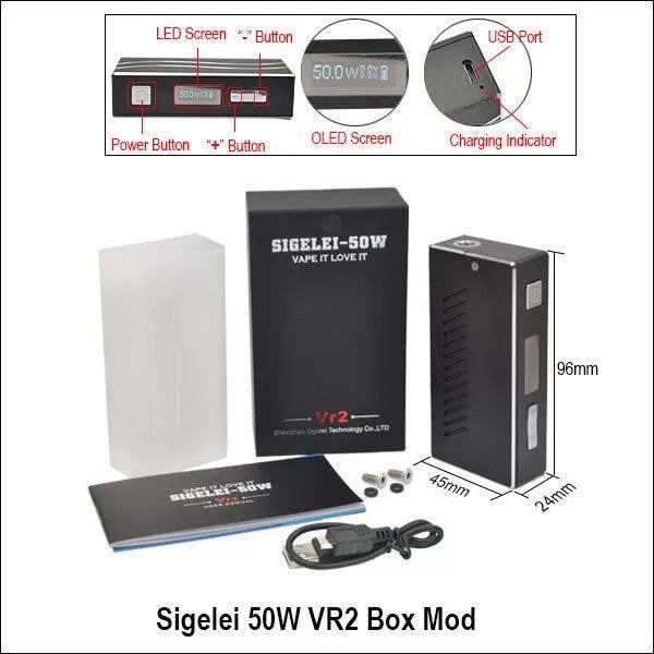 Sigelei 50W VR2 Box Mod - White - Vapeciga - Image 3
