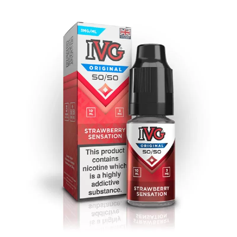 IVG Original 50/50 10ml E-Liquid - Nicotine strength#3mg>6mg>12mg~Flavour#Strawberry Sensation>Riberry Lemonade>Forest Berries Ice>Blue Raspberry>Summer Blaze>Sour Green Apple>Strawberry Wat