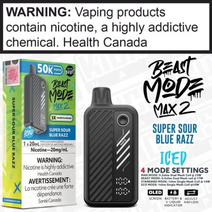 Super Sour Blue Razz Iced BEAST MODE MAX 2 -50K -20mL