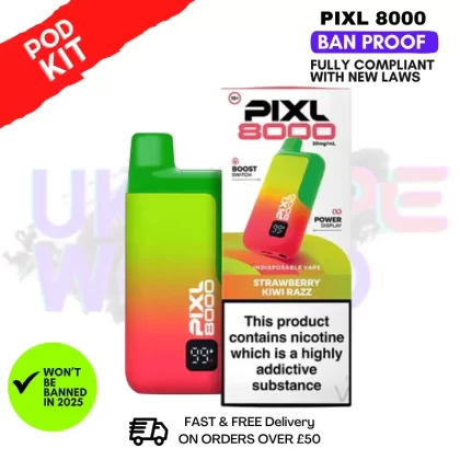 Strawberry Kiwi Razz Pixl 8K 8000 Puff Pod Kit