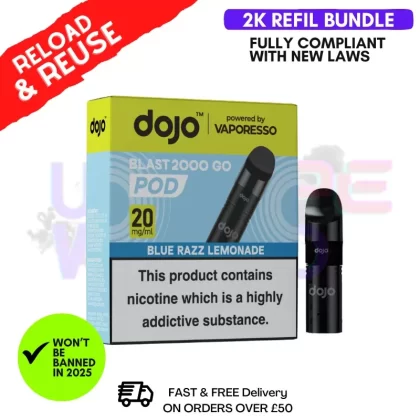 Blue Razz Lemonade Dojo Blast 2000 2K Puff REPLACEMENT POD