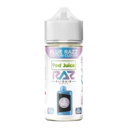 Blue Razz Cotton Clouds RAZ X Pod Juice 100ml - Customer Group#Consumer~Nicotine#3mg>6mg~Size#Single