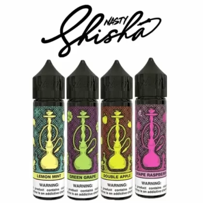 Nasty Shisha Freebase E-Juice – 60ml (3MG) - Flavor#Double Apple>Grape Raspberry>Lemon Mint>Green Grape (67ABBE)