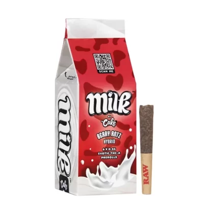 Milk by Cake Exotic THC-A Prerolls – 6ct - Strain#Blueberry Dream (S)>Strawberry Sour Diesel (S)>Berry RNTZ (H)>Black Cherry Gelato (H)>Bubblegum Gelato (H)>White Truffle (I)