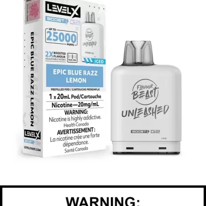 Epic Blue Razz Lemon Iced Flavour Beast Unleashed Level X Boost G2 Pods