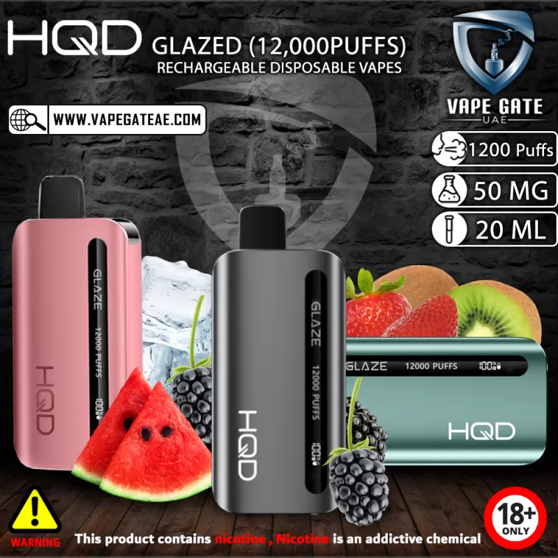 HQD GLAZED RECHARGEABLE DISPOSABLE VAPES (12,000PUFFS) - Black Ice - Image 2