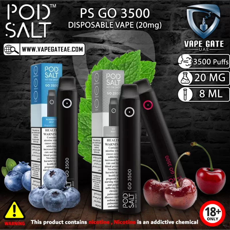 PS GO 3500 DISPOSABLE VAPE (20mg) - Ice Mint / 20 mg