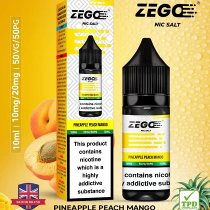 Zego Pineapple Peach Mango Nic Salt Vape Juice - 10 Pack