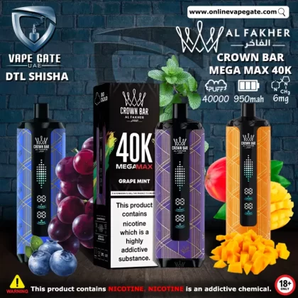 Al Fakher - Crown Bar Mega Max 40K Disposable Vape (40,000 Puffs) - Mixed Berry / 6 mg