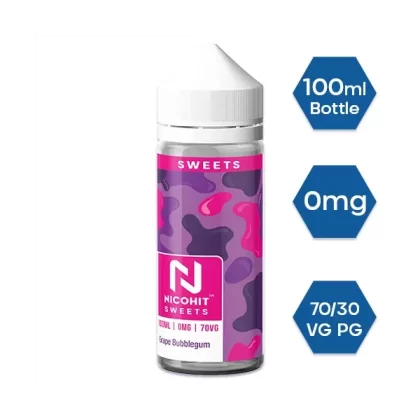 GRAPE BUBBLEGUM E LIQUID BY NICOHIT – SWEETS 100ML 70VG