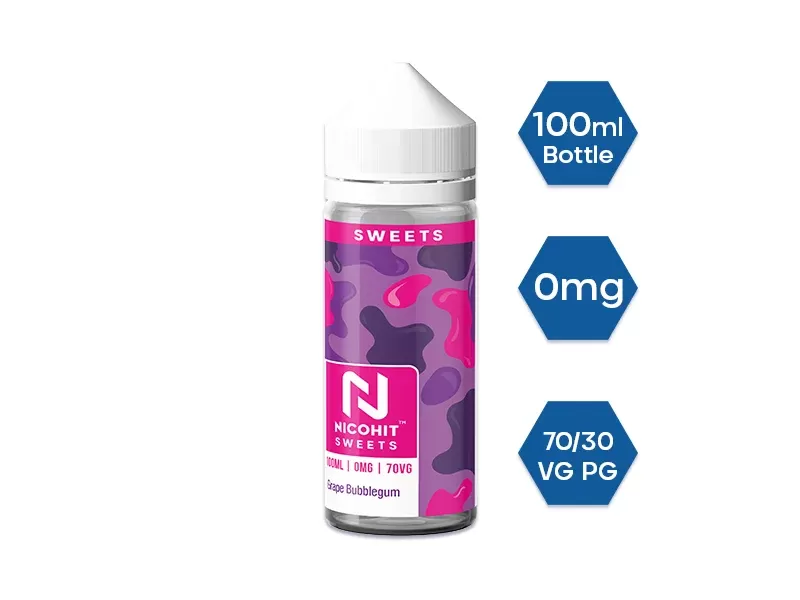 GRAPE BUBBLEGUM E LIQUID BY NICOHIT – SWEETS 100ML 70VG