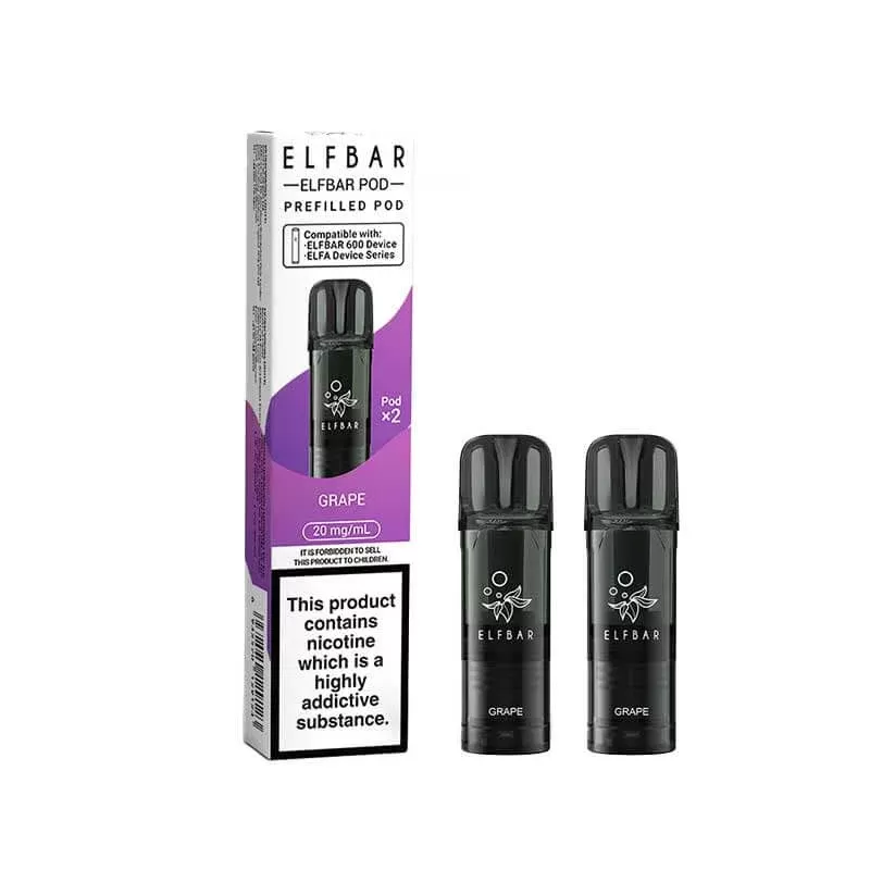 Elf Bar 600 Grape Prefilled Vape Pods 20mg – 2PK