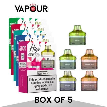 Higo BB 4000 Puffs Prefilled Pods - Box of 5 - Blueberry Ice