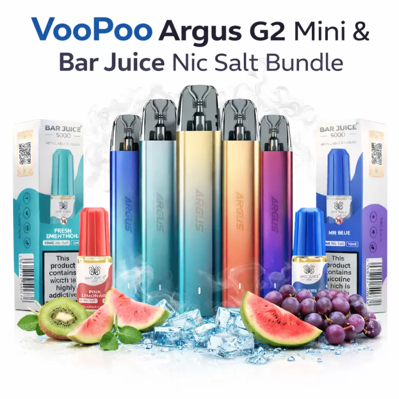 20x Bar Juice Nic Salts & VooPoo Argus G2 Mini Pod Bundle - Vapestorm Co