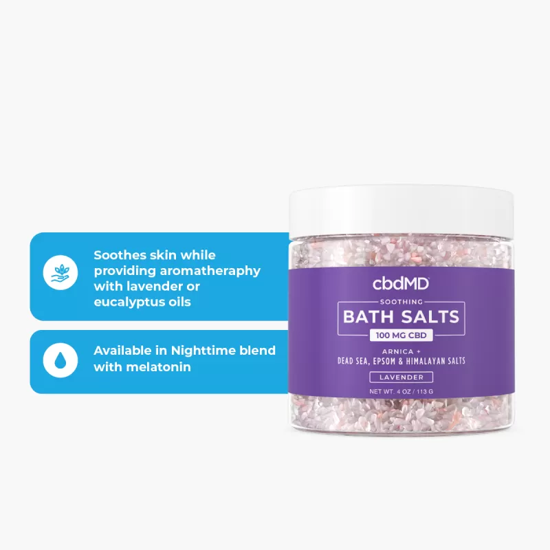 cbdMD CBD Bath Salts 4oz 100mg - Sleep PM, Soothing Eucalyptus