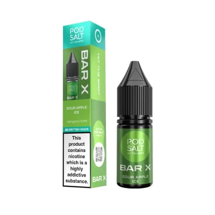 Sour Apple Ice Nic Salt E-Liquid by Pod Salt Bar X - 5 mg - Low Strength