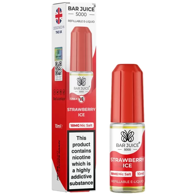 Strawberry Ice Nic Salt E-Liquid by Bar Juice 5000 (10ml) - 5mg