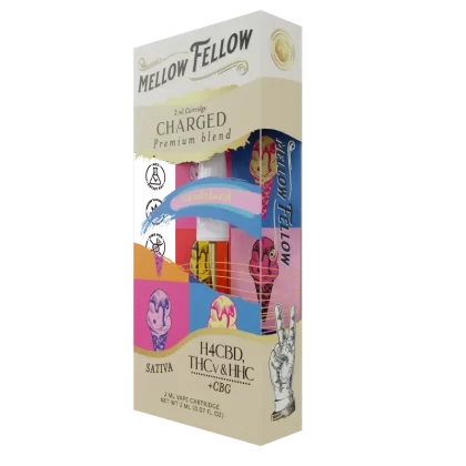 Mellow Fellow Charged Blend (Candyland) – THCv, HHC, H4CBD, CBG – 2ml Vape Cartridge