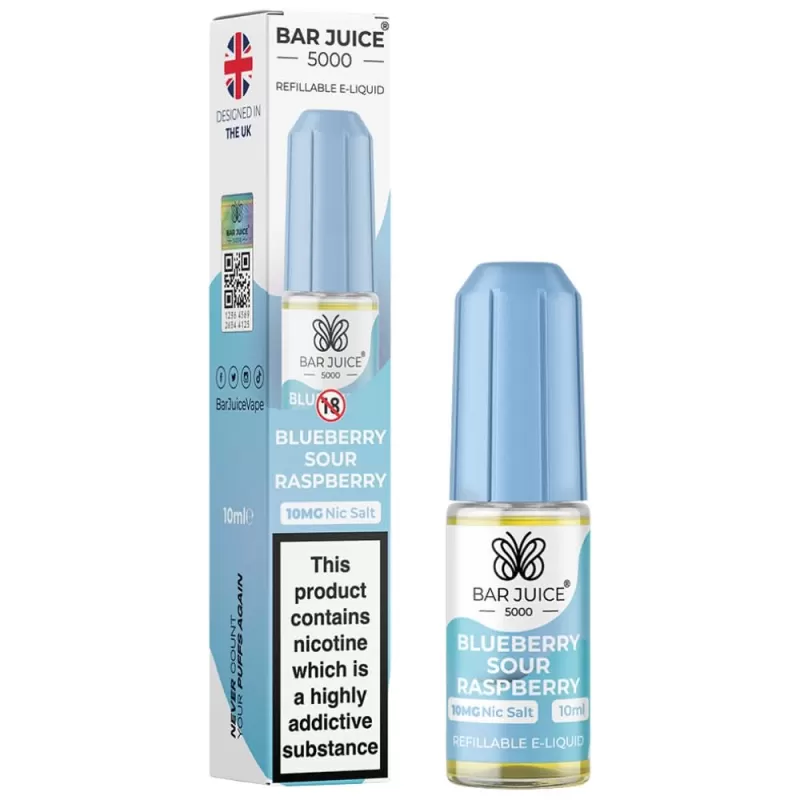 Blueberry Sour Raspberry Nic Salt E-Liquid by Bar Juice 5000 (10ml) - 10mg