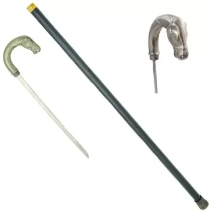 Walking Cane / Sword Cane 34″- Horse Handle - Ejuicewarehouse