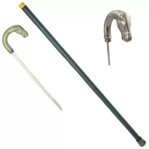 Walking Cane / Sword Cane 34″- Horse Handle - Ejuicewarehouse