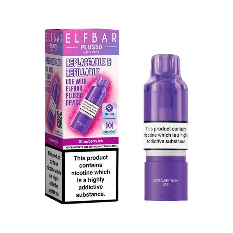 Strawberry Ice ElfBar Plus 50 Refill Pack - 20mg - Vape Product