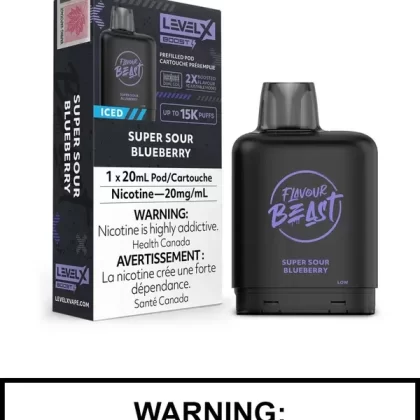 Super Sour Blueberry Iced Flavour Beast Level X Boost G2 Pods
