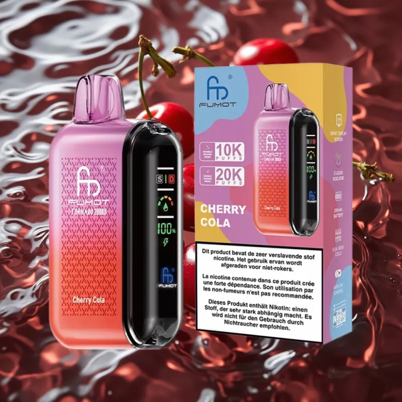 Fumot Tornado 20000 Puffs Cherry Cola Disposable Vape with Dual Mesh Coil & Smart Display - Bangvapeaustralia - Image 2