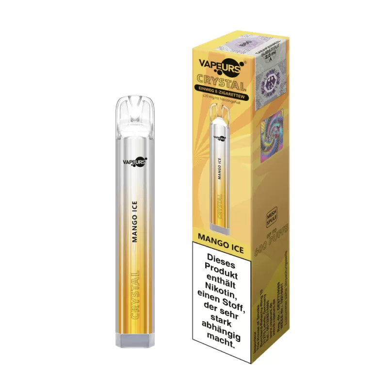 VAPEURS Crystal – Mango Ice - 550 mAh / 1333 / Glycerin / Nikotinsalz / Propylenglykol / Aromastoffe / 20mg/ml - Image 3