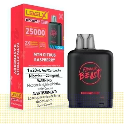 LEVEL X FLAVOUR BEAST BOOST POD 20ML – MTN CITRUS RASPBERRY