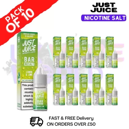 Lemon Lime Just Juice Nic Salt Box Of 10 – ONLY £17.99