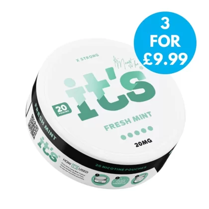 It’s Snus 20mg Nicotine Pouches - Blackcurrant, Fresh Mint; It's; Vape Product, High
