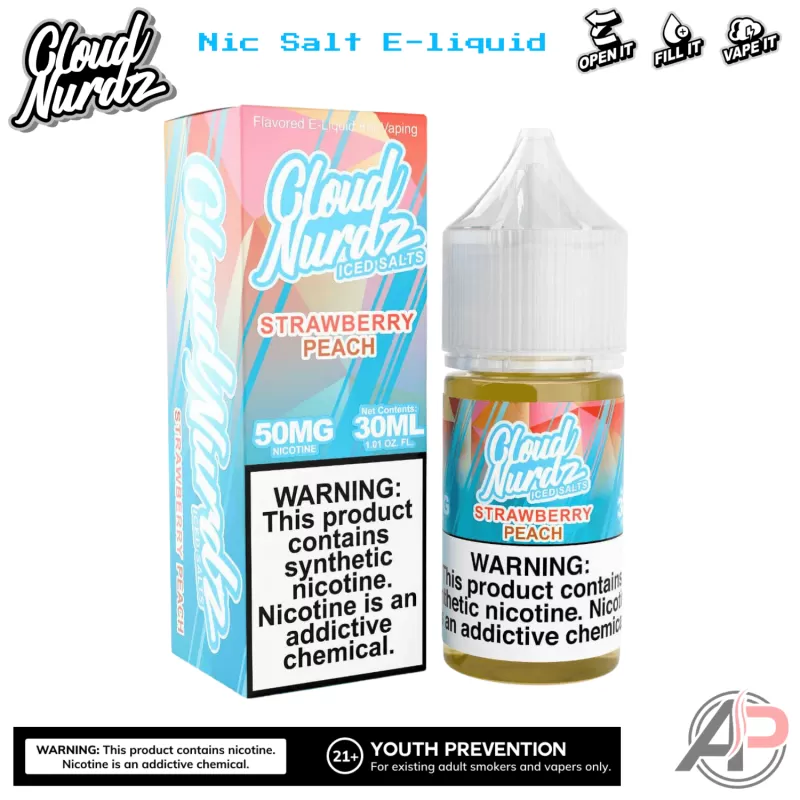 Cloud Nurdz Strawberry Peach Iced E-Liquid 100mL - 0mg - 100mL, 3mg - 100mL - Image 2