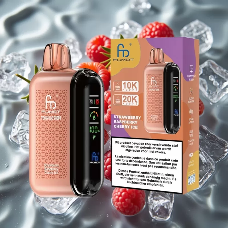 Fumot Tornado 20000 Puffs Dual Mesh Strawberry Raspberry Cherry Ice Disposable Vape - Bangvapeaustralia - Image 2