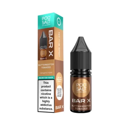 Butterscotch Tobacco Nic Salt E-Liquid by Pod Salt Bar X - 10 mg - Medium Strength