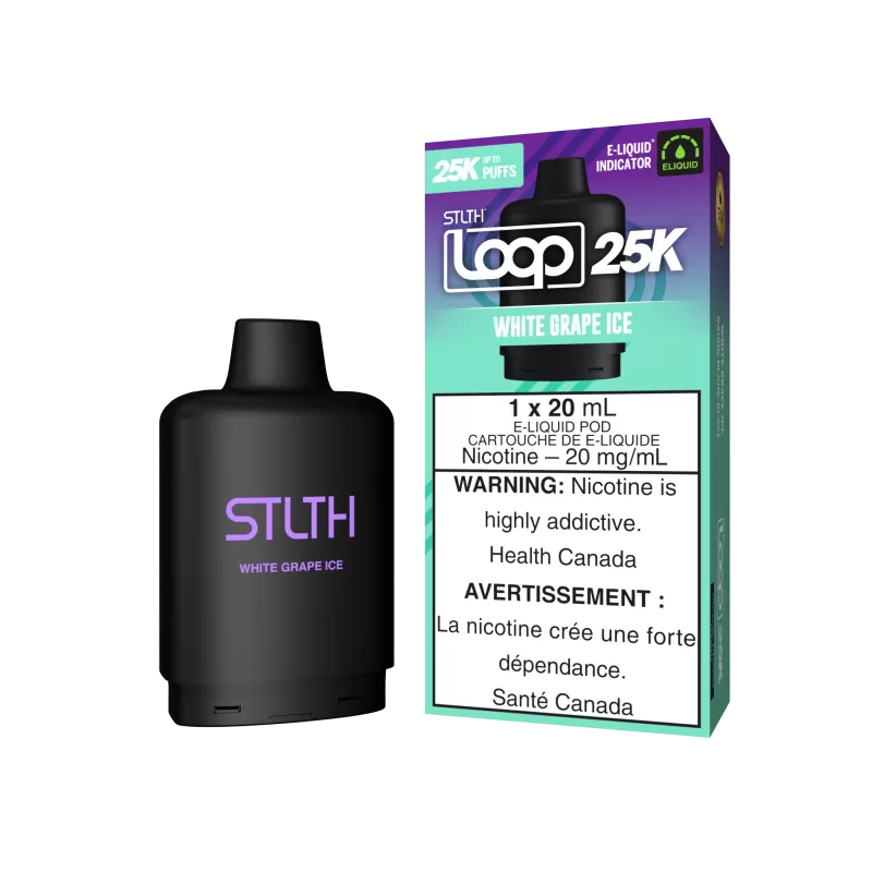 STLTH LOOP 25K Pod Pack - White Grape Ice - 20 mg/mL (wholeseller) - Excise ON, 20 mg/mL - ON