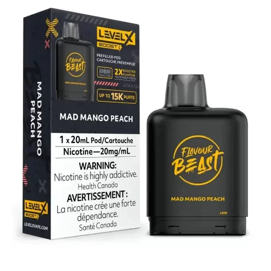 Level X Flavour Beast BOOST Pod 20mL – Mad Mango Peach – 25K Puffs