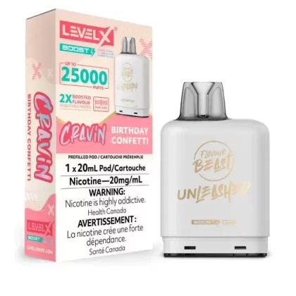 LEVEL X FLAVOUR BEAST UNLEASHED BOOST POD 20ML – BIRTHDAY CONFETTI