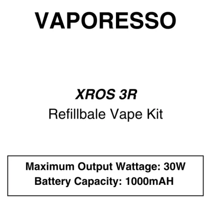 Vaporesso – XROS 3R – Pod Starter Kit-1000mAh - Vapeys Co Nz