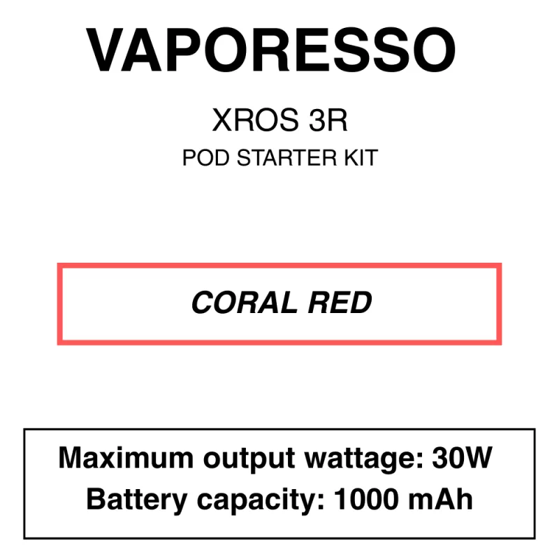 Vaporesso – XROS 3R – Pod Starter Kit-1000mAh - Vapeys Co Nz - Image 3