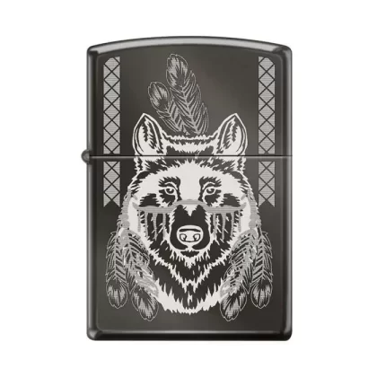 Zippo Lighter – Indian Wolf Black Ice
