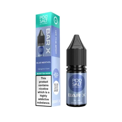 Blue Menthol Nic Salt E-Liquid by Pod Salt Bar X - 10 mg - Medium Strength