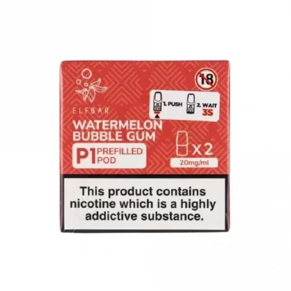 Elf Bar Mate 500 P1 Watermelon Bubble Gum Mate P1 Nic Salt E Liquid Pods (2 x 2ml)