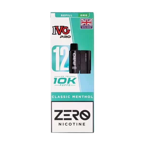 Classic Menthol Pro 12 Prefilled Pod + Refill by IVG (Nicotine Free) - Vapesuperstore Co