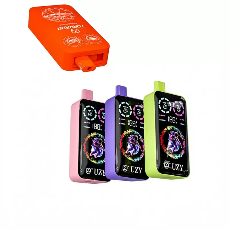 UZY Tornado 30000 Puffs Double Flavors 30k Vape - Watermelon Ice & Lemon Lime, Fizzy Cherry Ice & Blueberry Cotton Candy; 3-nicotine, 2-nicotine