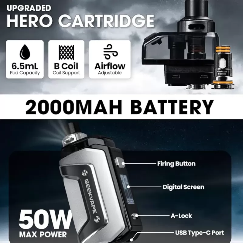 GEEKVAPE Aegis Hero 5 50W Pod Kit - Eightvape - Image 2