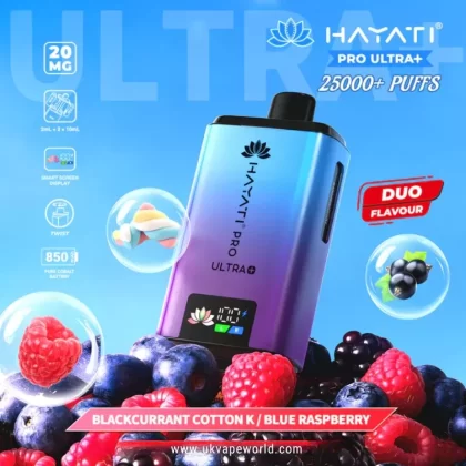 Blackcurrant Cotton K – Blue Raspberry Hayati Pro Ultra Plus 25000 Prefilled Pod Kit