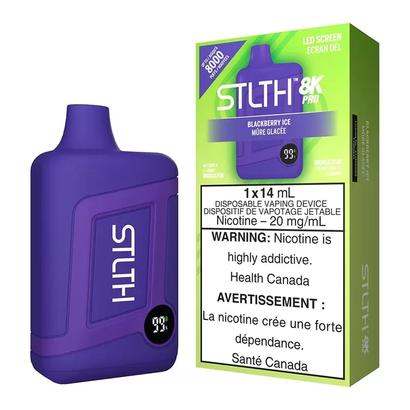 STLTH 8K Pro Disposable Vape Device – Blackberry Ice - Nicotine Strength#20mg/ml