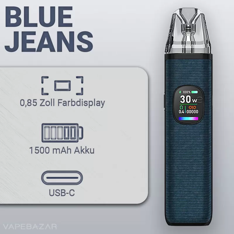 OXVA Xlim Pro 2 Pod Kit – Blue Jeans - Pod Kit / OXVA / 1300 mAh / max. 30 Watt / 2ml / USB-C - Image 2