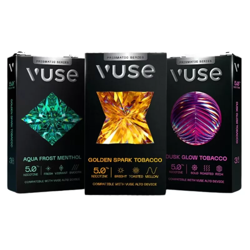 Vuse Alto Pods Prismatic Series 5% 3pk - aqua frost menthol, dusk glow tobacco